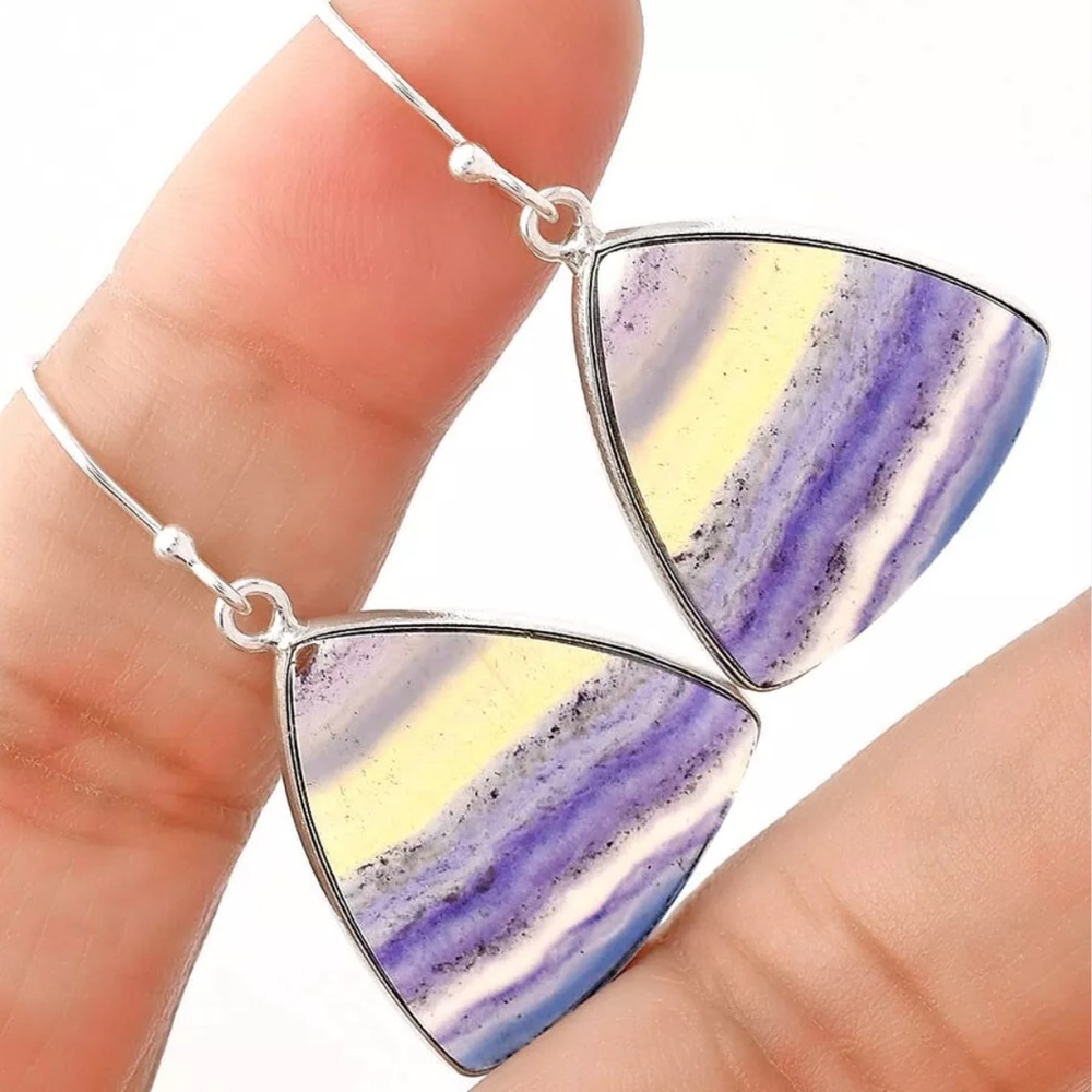 Gorgeous rainbow fluorite gemstone earrings - Picture 2 of 4